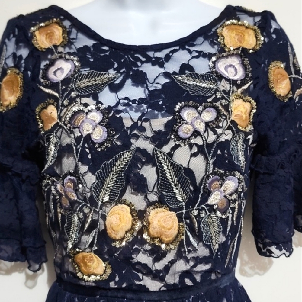 *Frock and Frill Embroidered Sequins Lace Maxi Boho Dress 8 - Picture 9 of 12